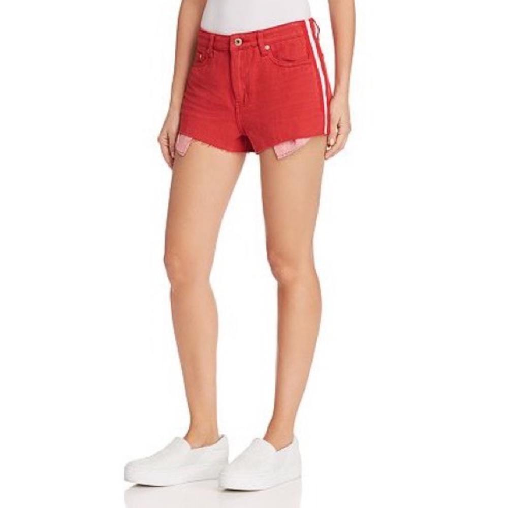 PISTOLA | Winston High-Rise Striped-Trim Denim Shorts | Sz 29
